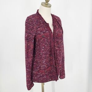 J.Jill Textured Knit Cardigan Sweater Jacket Burgundy Maroon Size Small